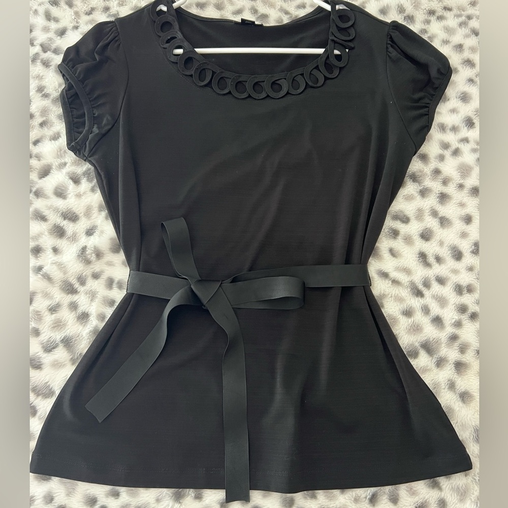 East 5th Black Scoop Neck Belted Tunic with Loop Detail